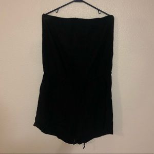 Black strapless romper